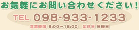 お問い合わせはこちら　TEL098-933-1233